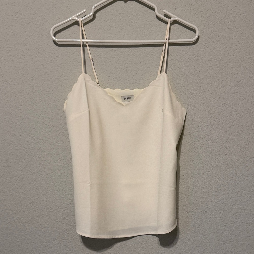 J Crew Ivory Scalloped Edge Camisole with Adjustable Straps